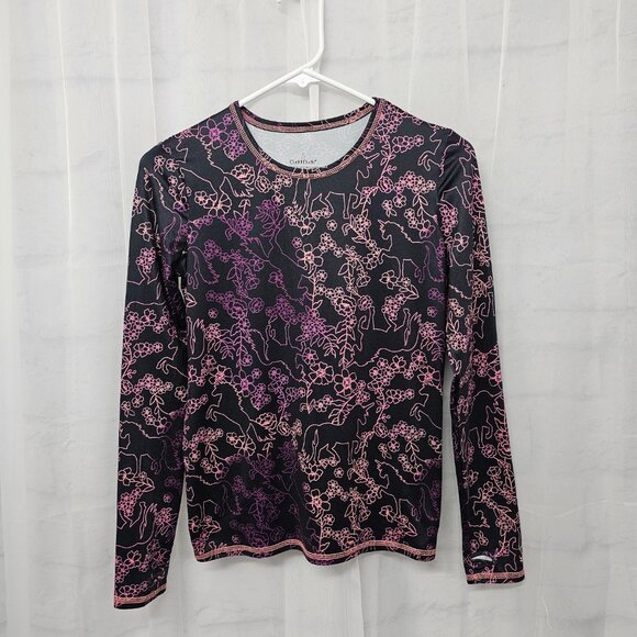 Cuddl Duds Top Black Pink Unicorn Casual Fairy Goth Punk L - Picture 7 of 9